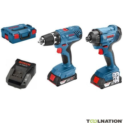 Bosch Professional Trapano a batteria GSR 18V-21 + avvitatore a percussione GDR 18V-160 18 Volt 2,0 AH Li-Ion in L-BOXX 06019G5101 - 1