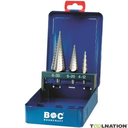 Bohrcraft 17601410003 Set di punte per scale HSS 3 pezzi DIN 335 - 1