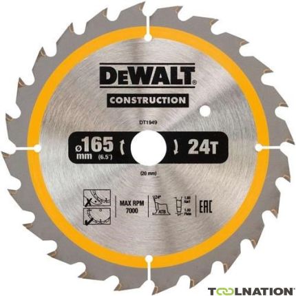 DeWalt DT1933-QZ Lama circolare 165 x 20 mm 18T ATB 20° - 2