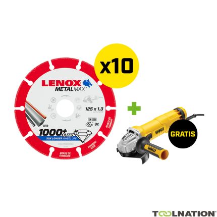 Lenox 2030866PROMO 10 x lama diamantata per metallo 125 mm foro 22,23 mm + smerigliatrice angolare Dewalt DWE4207-QS in omaggio - 1