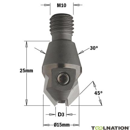 CMT 351.040.11 Svasatore con attacco per filettatura 30° 4mm, albero M10, destro - 1