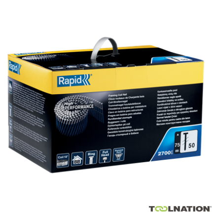 Rapid N. 50 chiodi da coil 75 mm ad anello, acciaio liscio 5000809 2.700 pezzi - 1