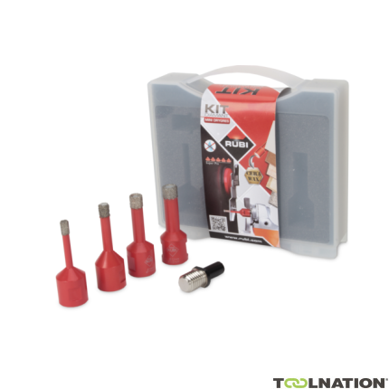 Rubi 50938 Kit Mini Gres a secco - SET CERA A SECCO BORES 6,8,10,12 + ADATTATORE - 1