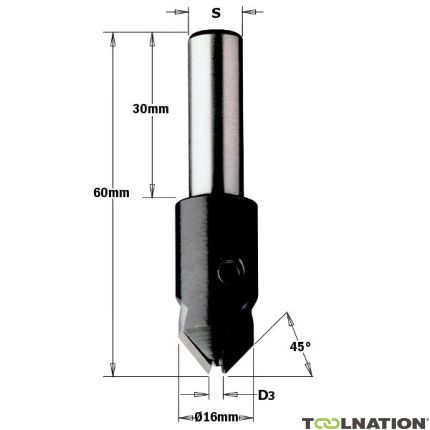 CMT 521.040.11 Svasatura destra 16 mm, gambo 10 x 30 D3: 4 mm - 1