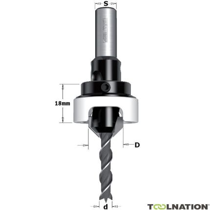 CMT 521.312.11A Svasatura con impostazione della profondità a destra 12 mm, gambo 8 mm, D3: 3 mm - 1