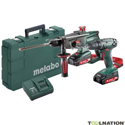 Metabo 685083000 Comboset 2.3.2 18V 2.0Ah Li-Ion - Trapano a batteria BS18 + martello perforatore KHA18LTX - 1