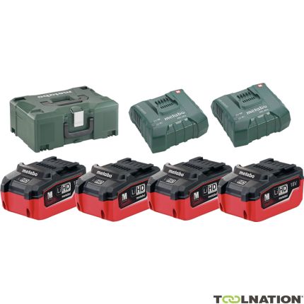 Metabo 685111000 Pacco batteria 4 x 18V LiHD 6,2Ah + 2 x caricabatterie ASC Ultra in Metaloc - 1