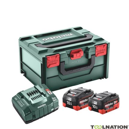 Metabo Pacco batteria 2 x 18V LiHD 10.0Ah + 1 x caricatore ASC 145 in MetaBox 685142000 - 1