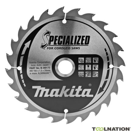 Makita B-09173 HM zaagblad Specialized Accu Hout 165 x 20 x 24T - 1