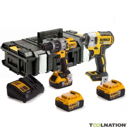 DeWalt DCK276P3-QW Comboset 18V 5.0Ah Li-Ion - Trapano a batteria DCD996 + trapano a percussione DCF887 + terza batteria - 1