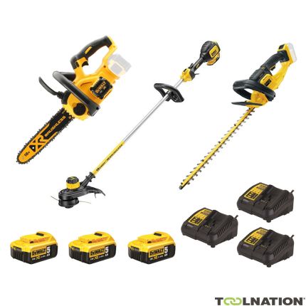 DeWalt DCM561P3SET 3 pezzi DCM563 tagliasiepi - DCM565 motosega - DCM561 tagliaerba 18V 3 x 5,0Ah Li-Ion + 3 caricabatterie + 5 anni di garanzia del rivenditore Ora con radio DCR019 in omaggio - 1