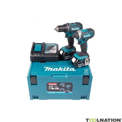 Makita Set combinato DLX2127MJ - Trapano a batteria DDF482 + trapano a percussione DTD152 18V 4,0 AH Li-ion in Mbox - 1