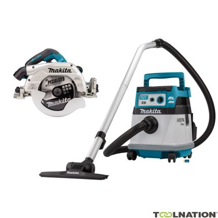 Makita DLX2383UX1 Combiset 2 x 18V con AWS - Sega circolare DHS900 235 mm + aspirapolvere DVC157L senza batterie e caricabatterie - 1