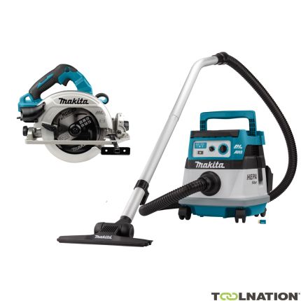 Makita DLX2389UX1 Combiset 2 x 18V con AWS - sega circolare DHS783 190 mm + aspirapolvere DVC867L senza batterie e caricabatterie - 1