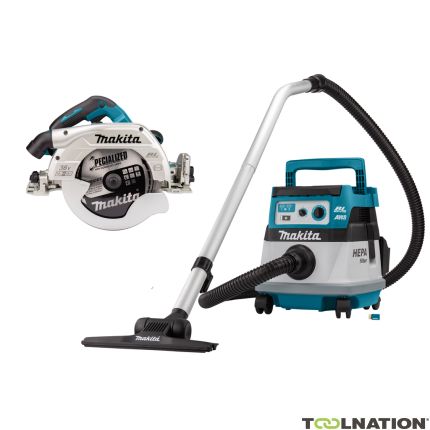 Makita DLX2390UX1 Combiset 2 x 18V con AWS - Sega circolare DHS900 235 mm + aspirapolvere DVC867L senza batterie e caricabatterie - 1