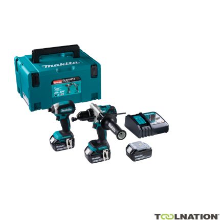 Makita DLX2418TJ - Trapano a percussione a batteria DHP486 + avvitatore a percussione a batteria DTD153 18 Volt 3x 5,0 Ah Li-ion - 1