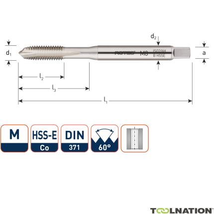 Rotec 320.0600B HSS-E OPTI-LINE rubinetto macchina DL DIN 371B M 6x1,0 - 1