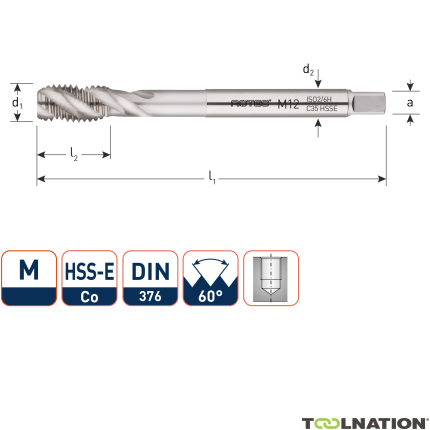 Rotec 321.0800C HSS-E OPTI-LINE rubinetto per macchina BL DIN 376C/35° M 8x1,25 - 1