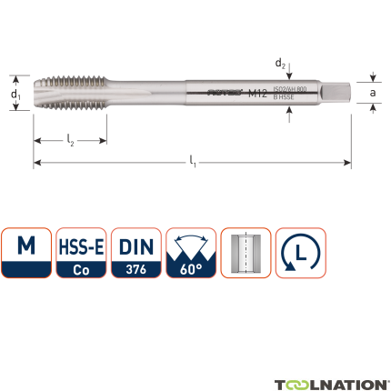 Rotec 330.1800L HSS-E 800 rubinetto macchina DL DIN 376B M18x2,5 Sinistra - 1