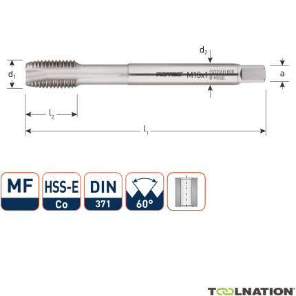 Rotec 335.0505 HSS-E 800 rubinetto macchina DL DIN 371B MF 5x0,5 - 1