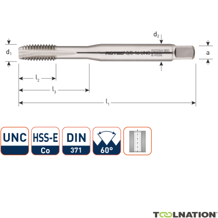 Rotec 338.0040 HSSE 800 M.Tap UNC No. 4-40 - 1