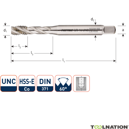 Rotec 338.0160C HSSE 800 M.Tap /35° UNC 5/16-18 Cieco - 1