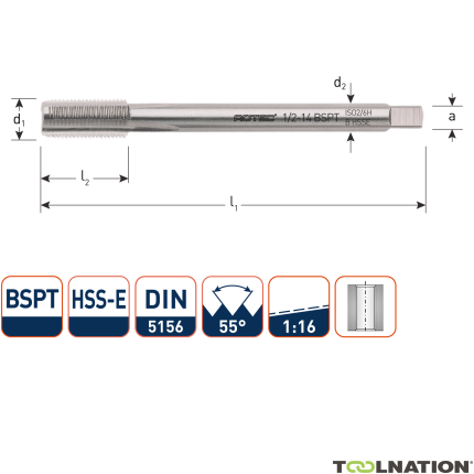 Rotec 342.0006 HSSE 800 M.Tap BSPT 3/8-19 - 1