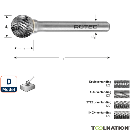 Rotec 433.0301 Fresa HM da 3 mm modello D - 1