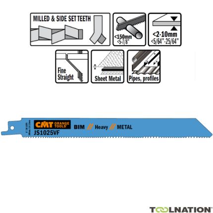 CMT JS1025VF-5 JS1025VF Lame per sega circolare 5 pezzi Bi-metallo 200mm x 1,25 x 10-14TPI Applicazione: Lamiere metalliche (2-10mm); tubi e profili a parete sottile e spessa; lavori di demolizione di metalli. - 1