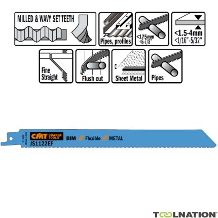 CMT JS1122EF-20 JS1122EF Lame per sega circolare 20 pezzi Bi-metallo 225 mm x 0,9 x 18TPI Applicazione: lamiere sottili (1,5-4 mm); tubi e profili. - 1