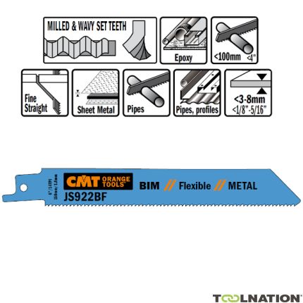 CMT JS922BF-20 JS922BF Lame per sega circolare 20 pezzi Bi-metallo 150mm x 0,9 x 14TPI Applicazione: Lamiere metalliche (3-8mm); tubi e profili solidi. - 1