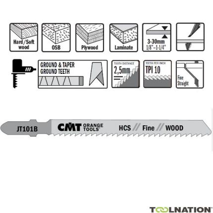 CMT JT101B-5 Lame per seghetto alternativo HCS con gambo a T Legno 5 pezzi - 1