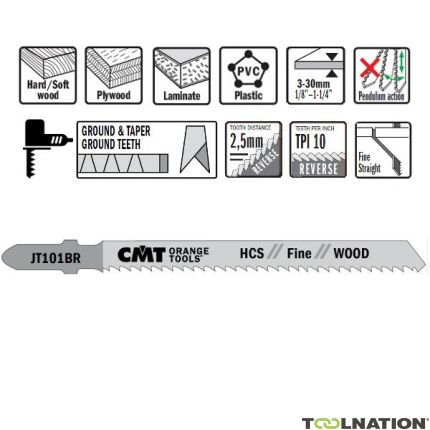 CMT JT101BR-5 Lame per seghetto alternativo HCS con attacco a T Legno 5 pezzi - 1