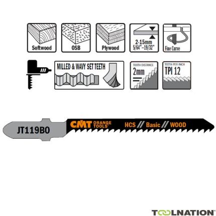 CMT JT119BO-5 Lame per seghetto alternativo HCS con gambo a T Legno 5 pezzi - 1