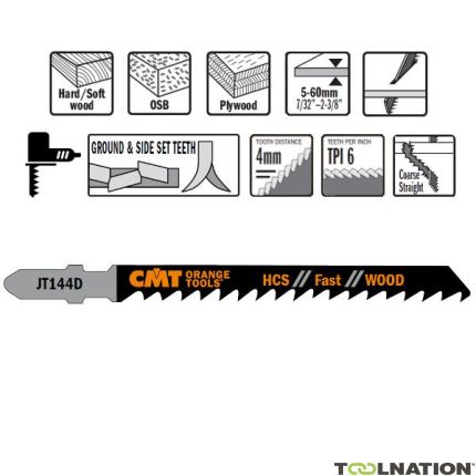 CMT JT144D-25 Lame per seghetto alternativo HCS con gambo a T Legno 25 pezzi - 1