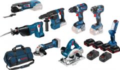 Bosch Professional Kit di 8 utensili 18V - 7 macchine + lampada + 4 x 5.0Ah Li-Ion Combo Set 0615990K9H