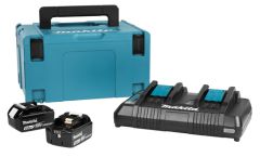 Makita 197629-2 Starter kit - 2 x batteria BL1850B 18V 5.0Ah + caricabatterie doppio DC18RD in MBox 3