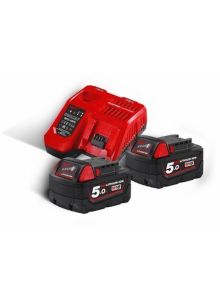 Milwaukee 4933459217 M18 NRG-502 - M18 B5 DUO Pack 18V 5,0Ah ioni di litio rosso + caricatore M12-18FC