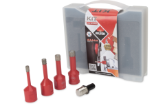 Rubi 50938 Kit Mini Gres a secco - SET CERA A SECCO BORES 6,8,10,12 + ADATTATORE