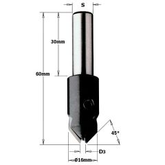 CMT 521.030.11 Svasatura destra 16 mm, albero 10 x 30