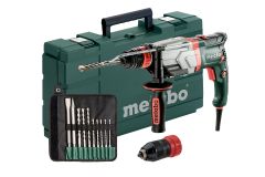 Metabo 600713510 UHEV 2860-2 Quick SET Multi martello + mandrino a serraggio rapido 1100 Watt 18 Nm 3,4 Joule + 5 anni di garanzia del rivenditore + set di 10 pezzi per trapano/scalpello