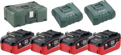 Metabo 685111000 Pacco batteria 4 x 18V LiHD 6,2Ah + 2 x caricabatterie ASC Ultra in Metaloc