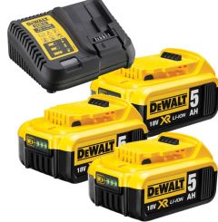 DeWalt DCB115P3-QW Set di avviamento DCB115P3 18V (3 batterie da 5,0Ah) + caricatore multiplo XR