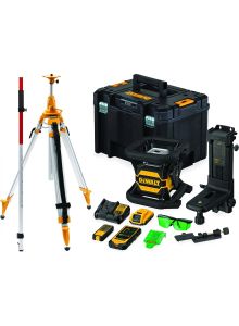 DeWalt DCE080D1GS-SET 18V 2.0Ah Li-Ion laser verde rotante + DE0737 Bastone di misurazione + DE0735 treppiede 5/8"