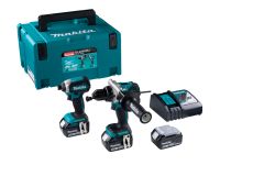 Makita DLX2418TJ - Trapano a percussione a batteria DHP486 + avvitatore a percussione a batteria DTD153 18 Volt 3x 5,0 Ah Li-ion