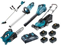 Makita DLXOPE 2 batterie 18V 5.0Ah Li-Ion set da giardino 5 pezzi