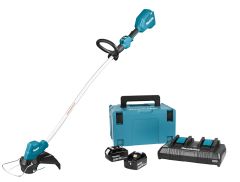 Makita DUR189PTE1 DUR189Z1 Tagliabordi 18V + kit di avviamento 197629-2 (2 batterie da 5,0 Ah e caricatore rapido duo)