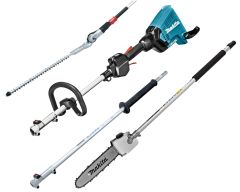 Makita DUX60ZX10 Accu Combi System impugnatura a D 2 x 18V escluse batterie e caricabatterie + Tagliasiepi, Motosega e Attacco per prolunga