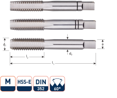 Rotec 301.2400 HSS-E Set di rubinetti manuali 3 pezzi DIN 352 metrico M24x3,0