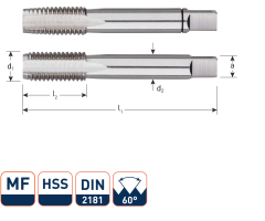 Rotec 305.2720 Set di fresatura manuale HSS 2 pezzi DIN 2181 MF27x2.0